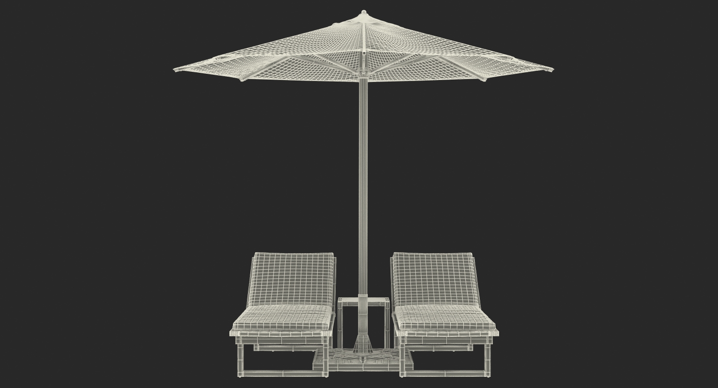 3D Sun Loungers with Umbrella