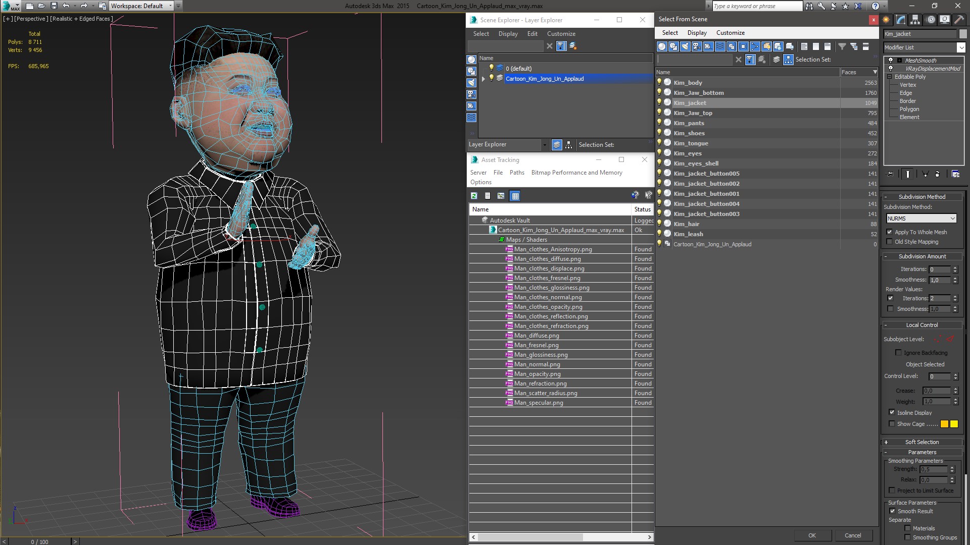 Cartoon Kim Jong Un Applaud 3D