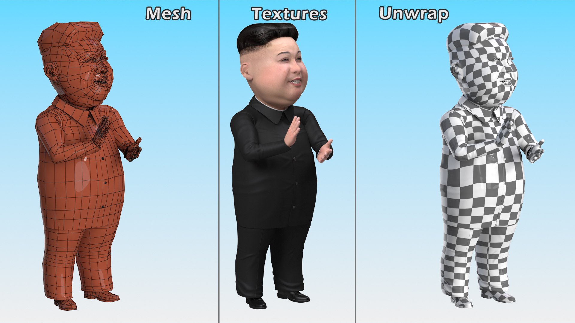 Cartoon Kim Jong Un Applaud 3D