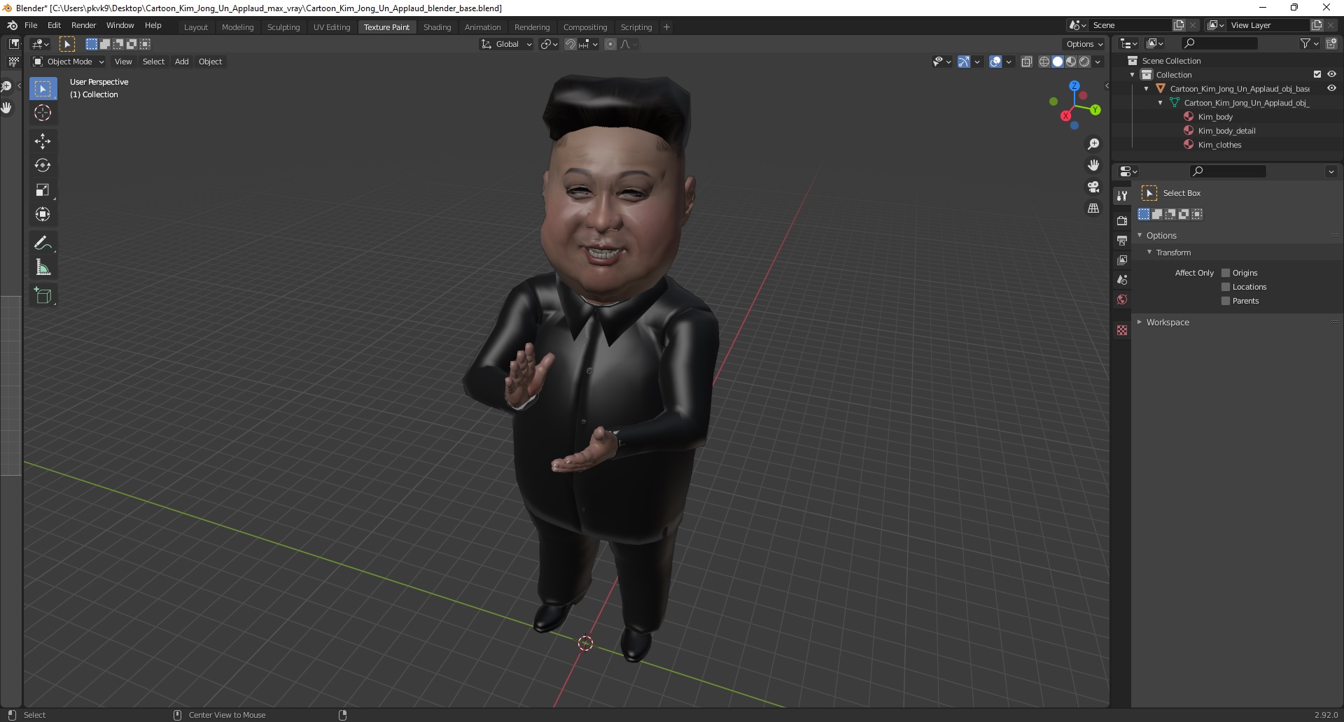 Cartoon Kim Jong Un Applaud 3D