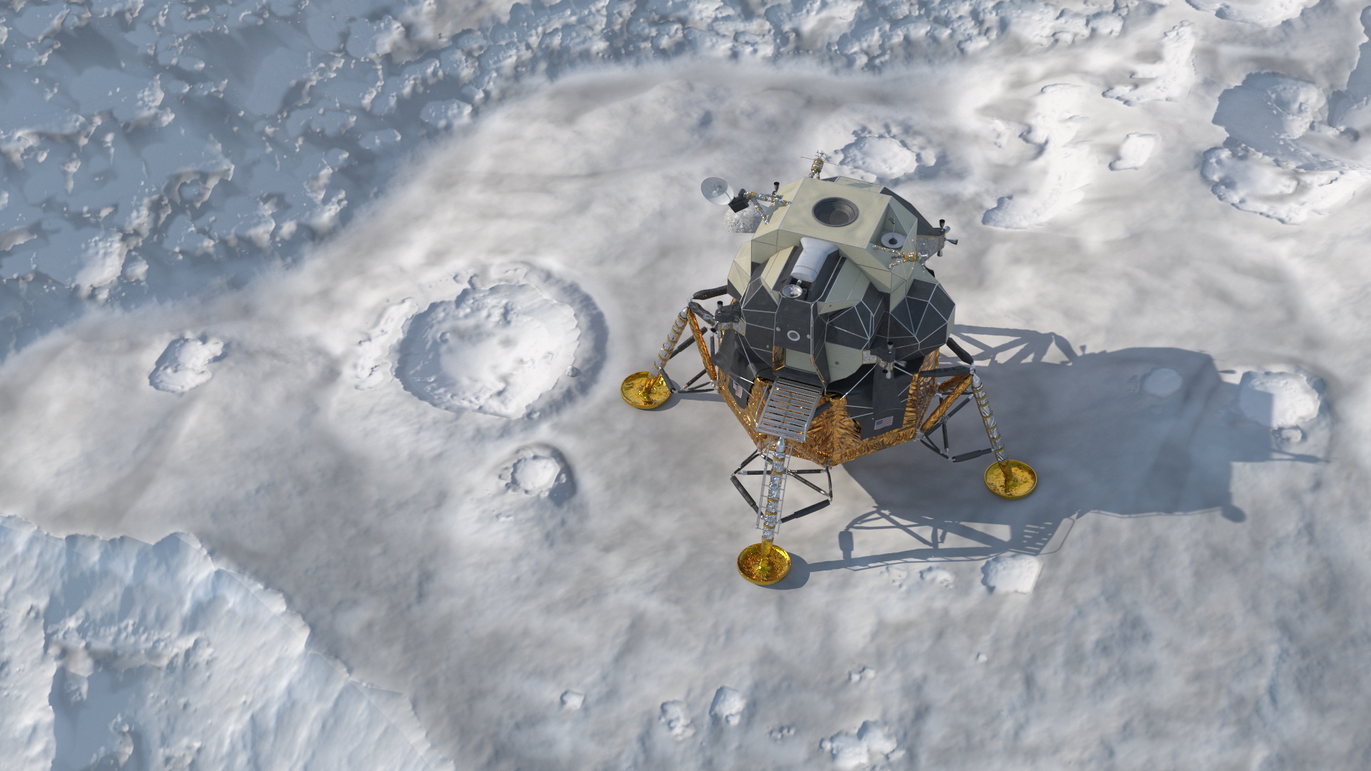 Apollo 11 Moon Lander on Lunar Terrain, view 5
