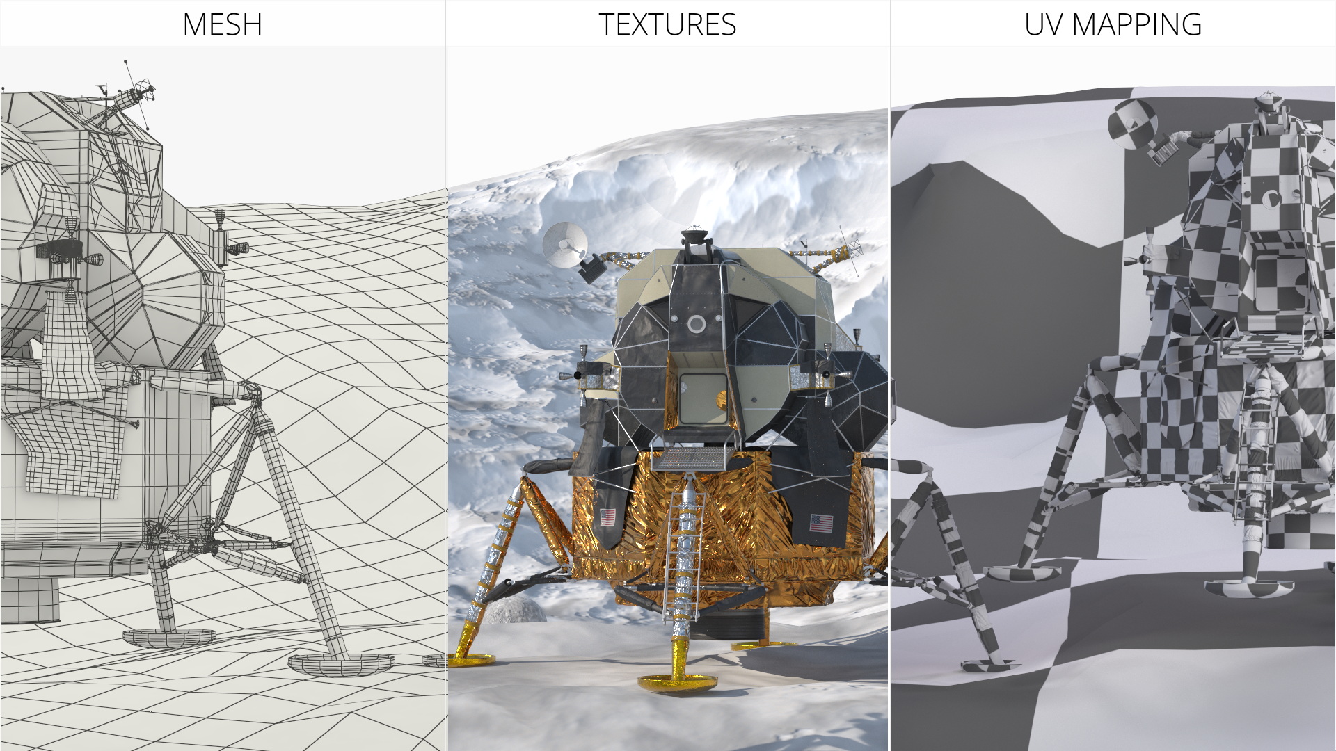 Apollo 11 Moon Lander on Lunar Terrain, view 11