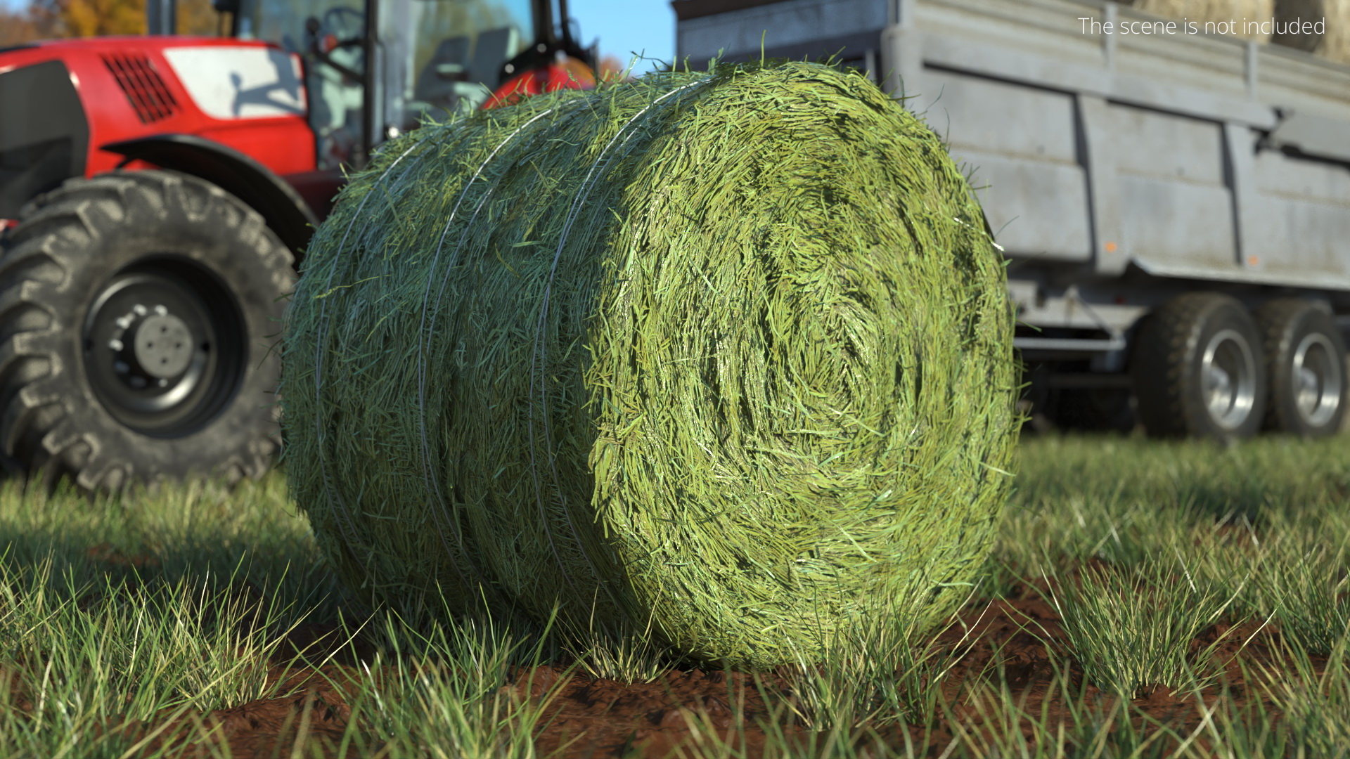 Round Hay Bale with Twine Green - view 3