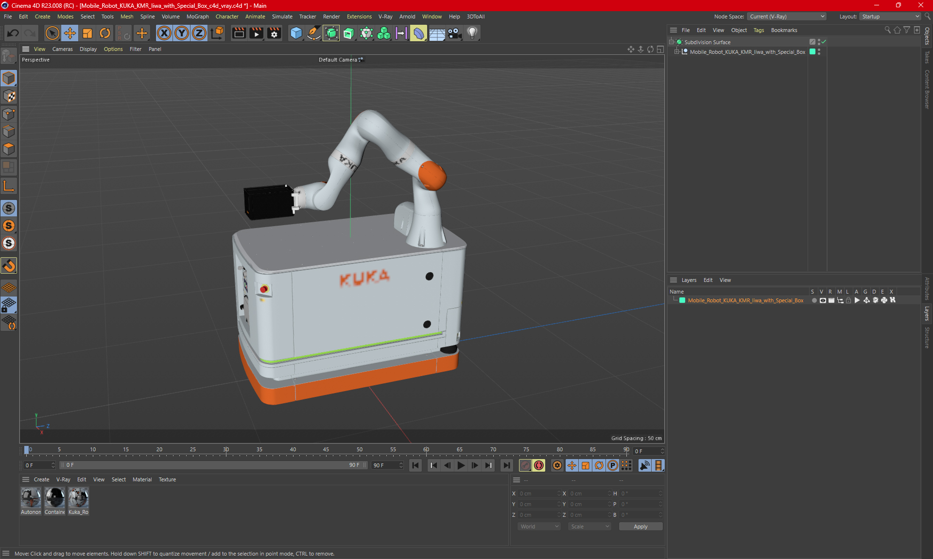 3D Mobile Robot KUKA KMR Iiwa with Special Box model