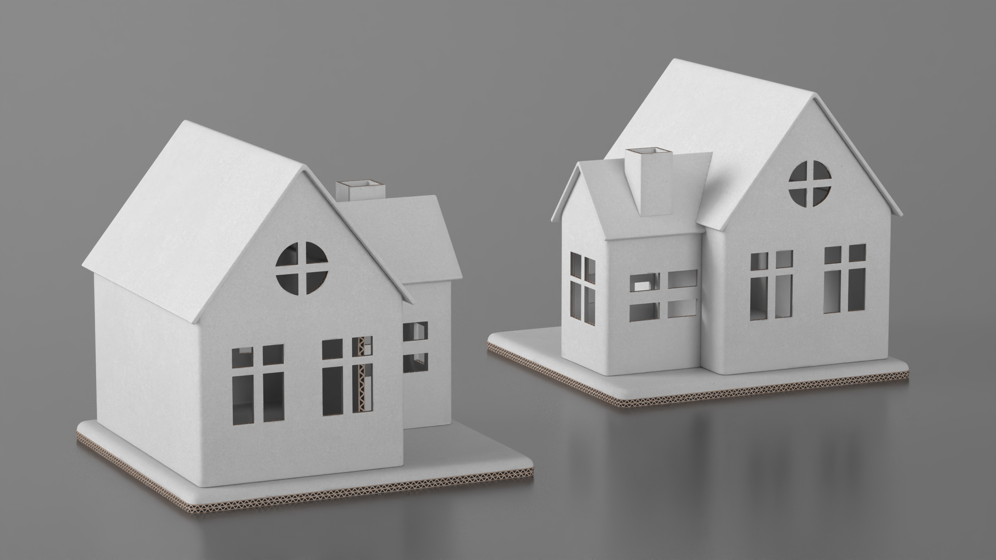 3D Cardboard House White