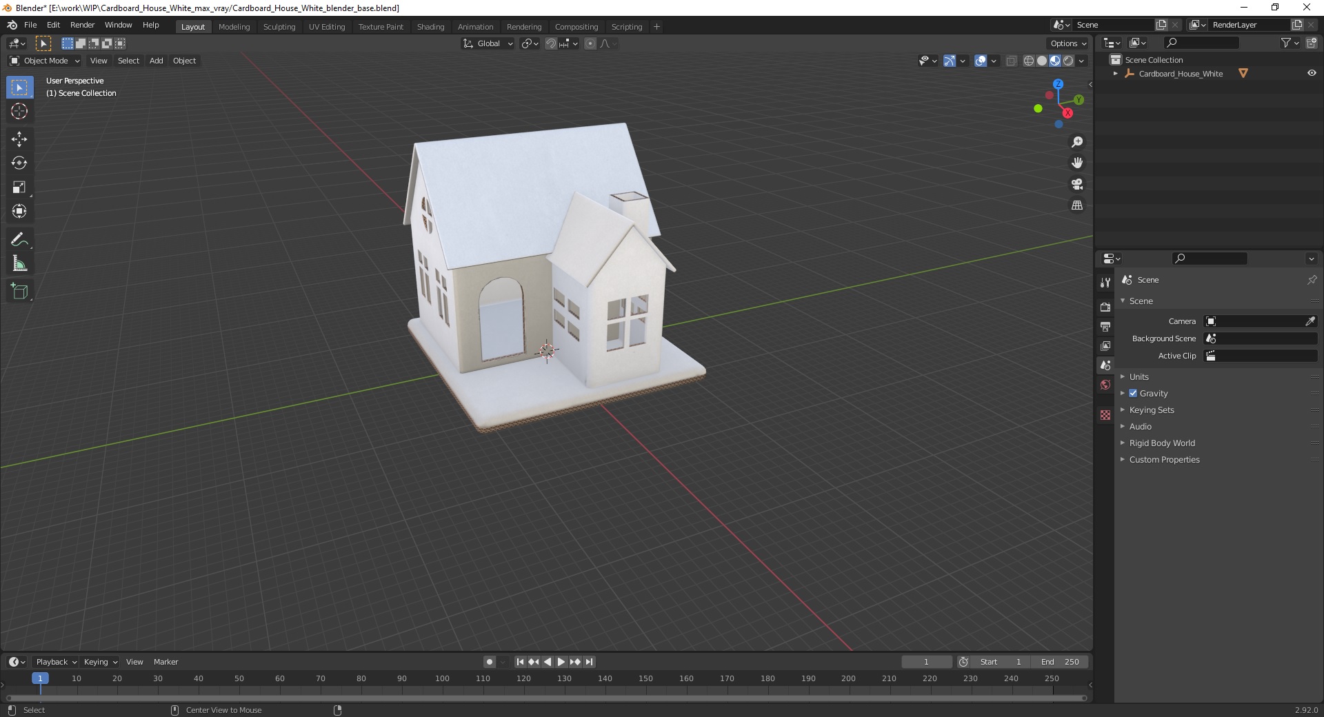 3D Cardboard House White
