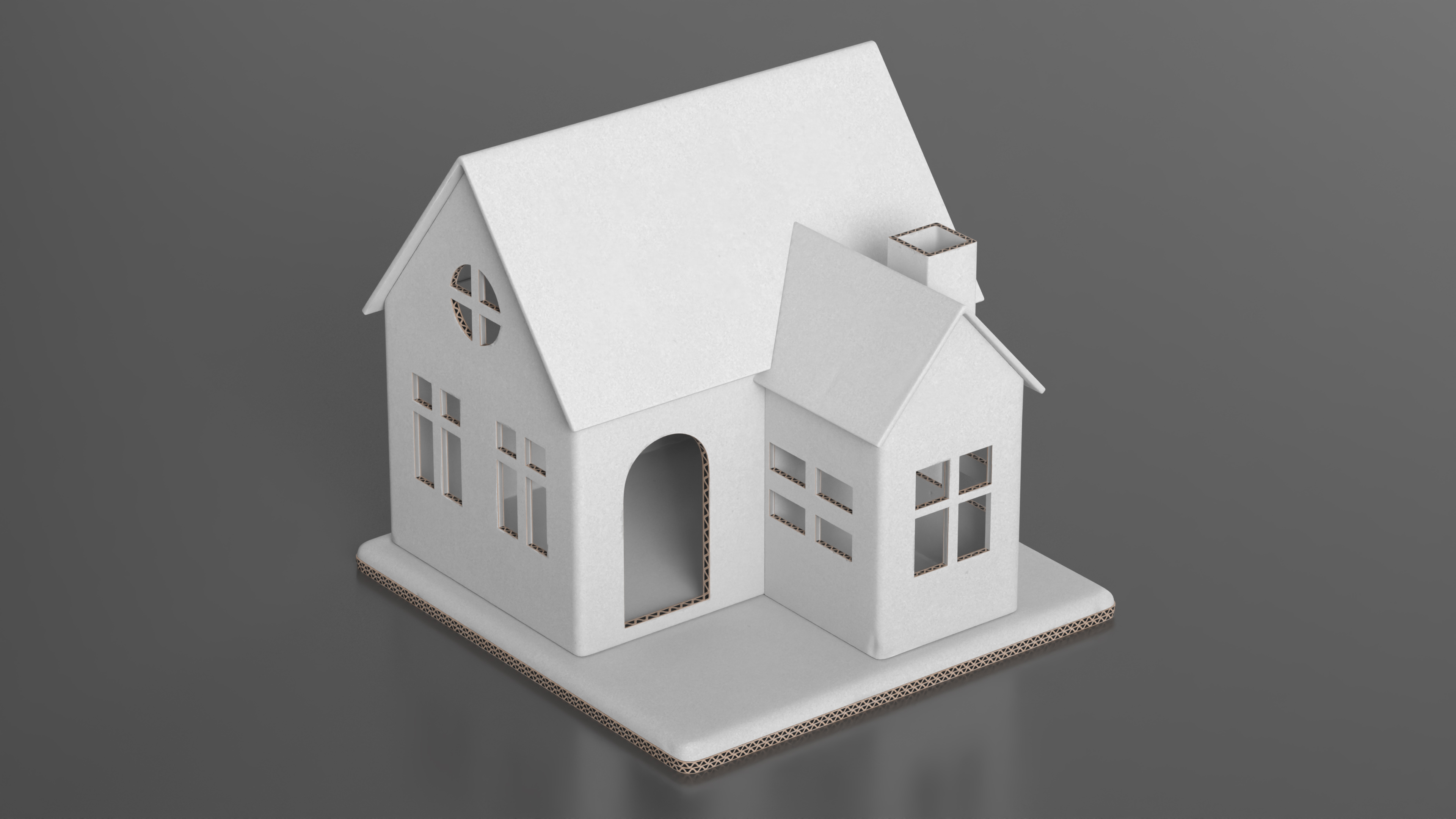 3D Cardboard House White