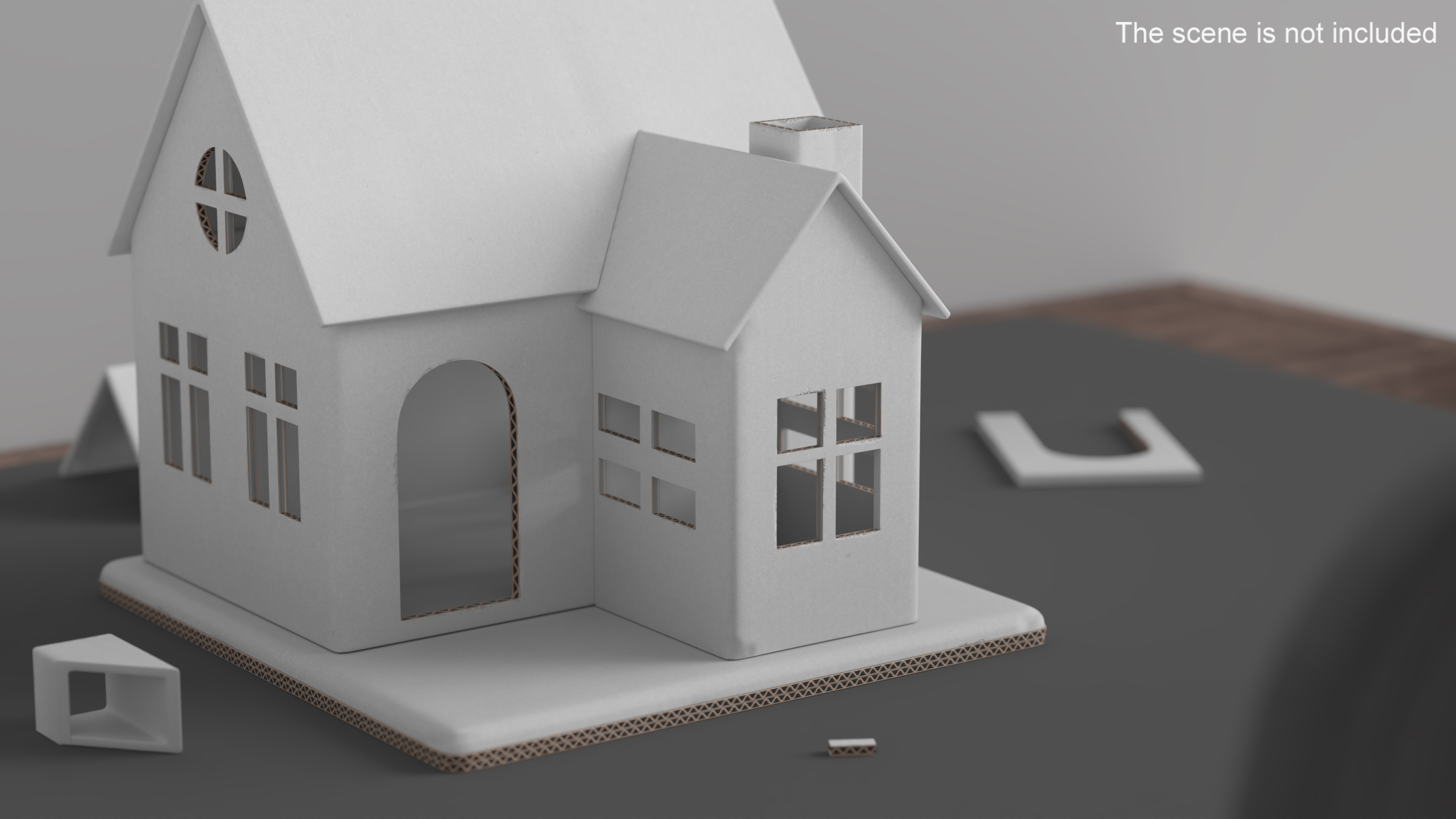 3D Cardboard House White