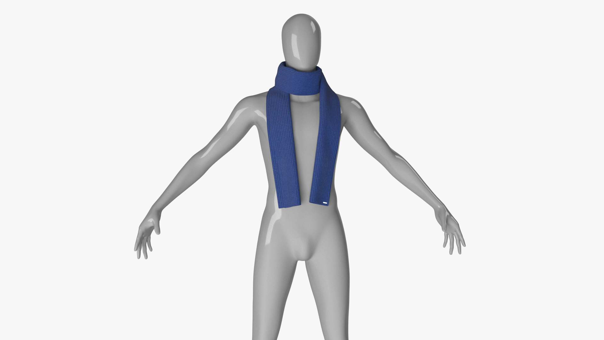 Once Around Tied Blue Scarf 3D