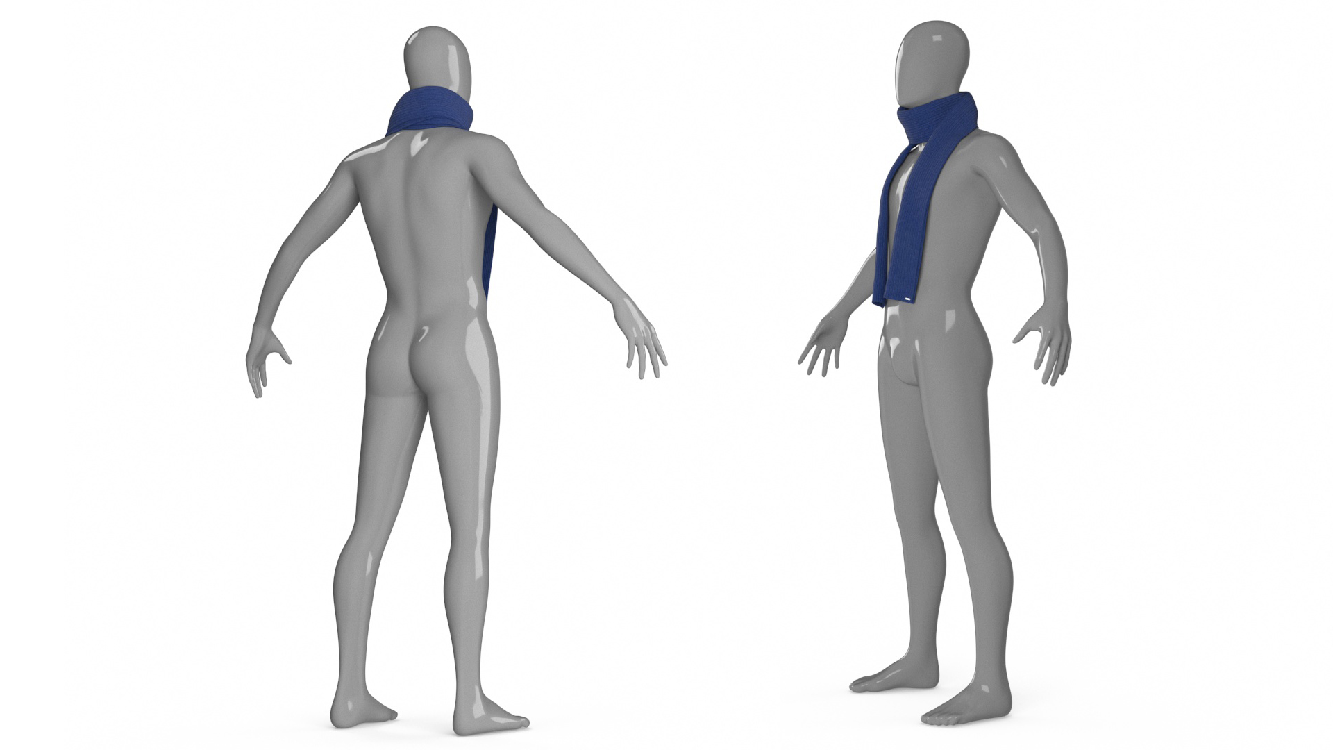 Once Around Tied Blue Scarf 3D