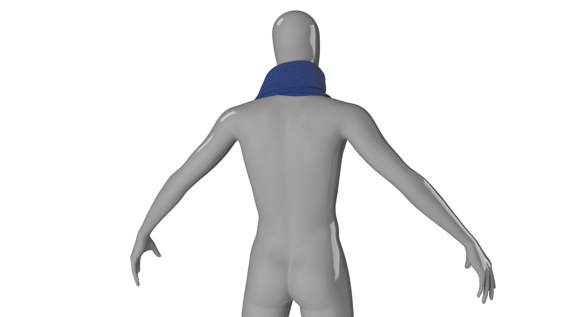 Once Around Tied Blue Scarf 3D