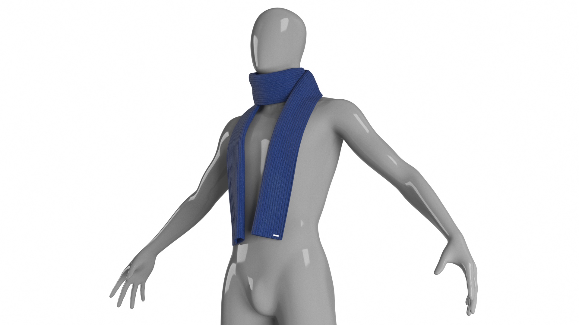 Once Around Tied Blue Scarf 3D