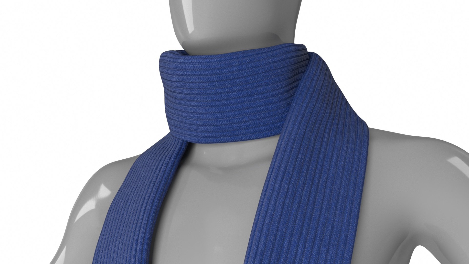 Once Around Tied Blue Scarf 3D