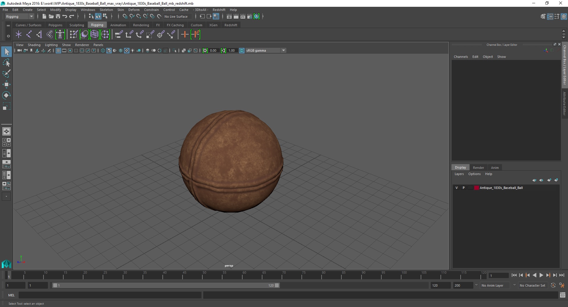 Antique 1830s Baseball Ball 3D