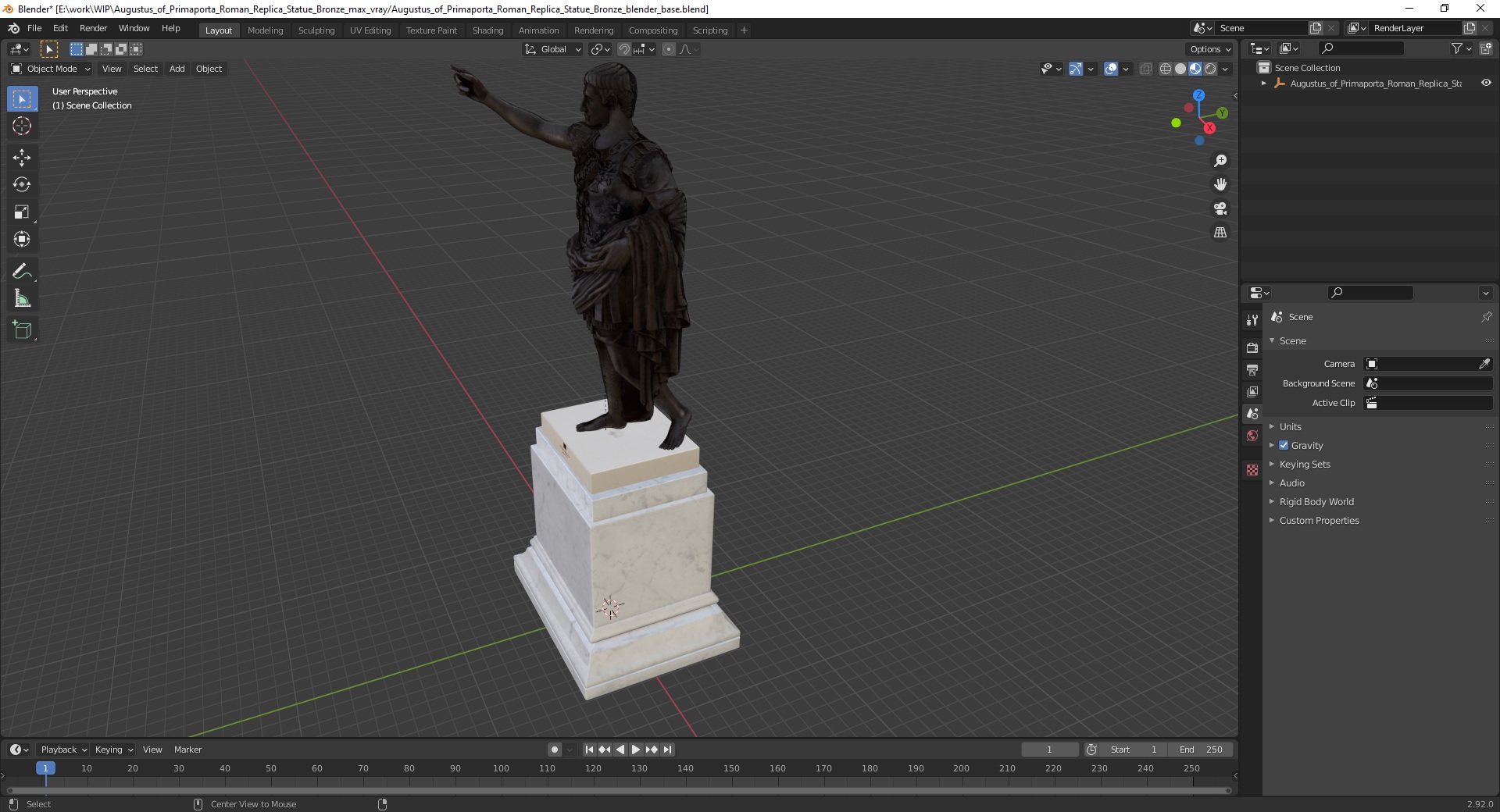 3D model Augustus of Primaporta Roman Replica Statue Bronze
