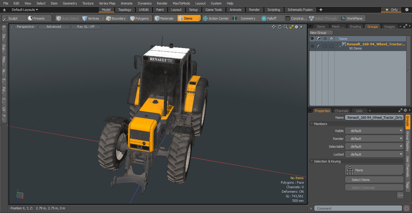 Renault 160-94 Wheel Tractor Dirty 3D model