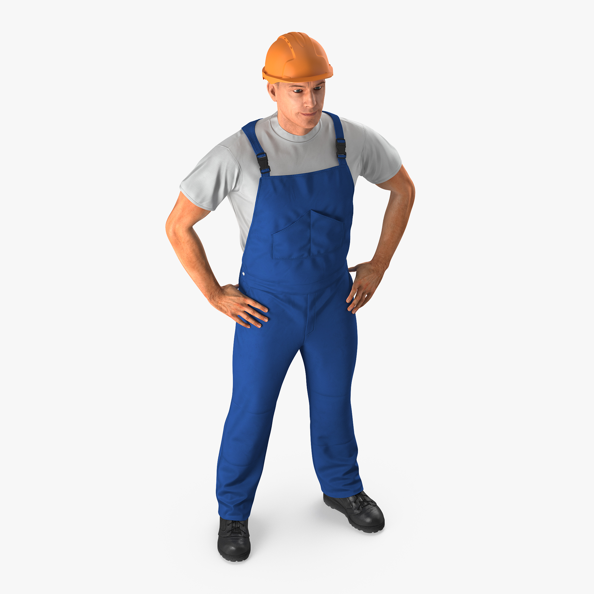 Construction Worker with Hardhat Standing Pose, view 12