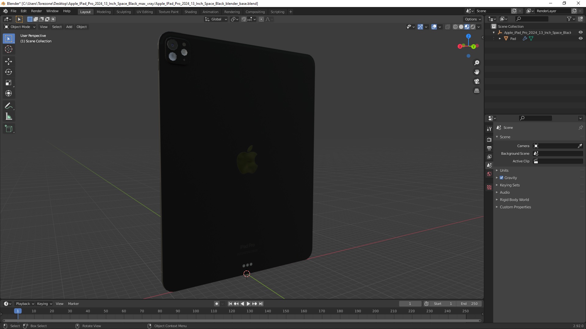 Apple IPad Pro 2024 13 Inch Space Black 3D model