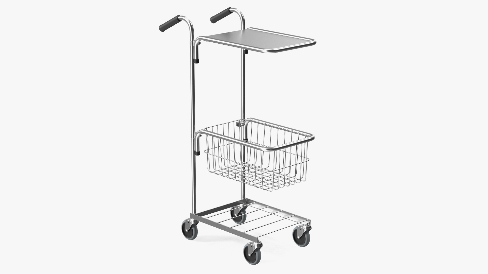 3D Chrome Mini Trolley with Shelf and Basket