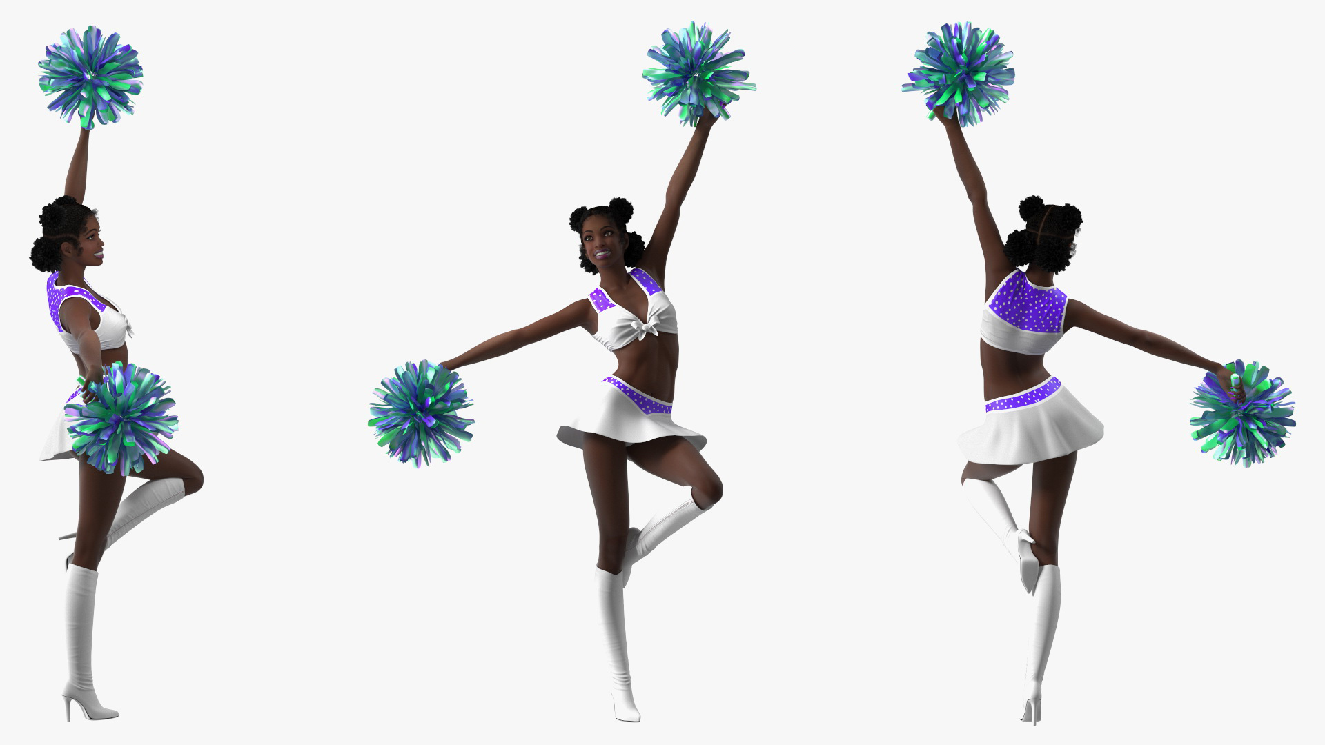 Young Black Woman Cheerleader 3D model