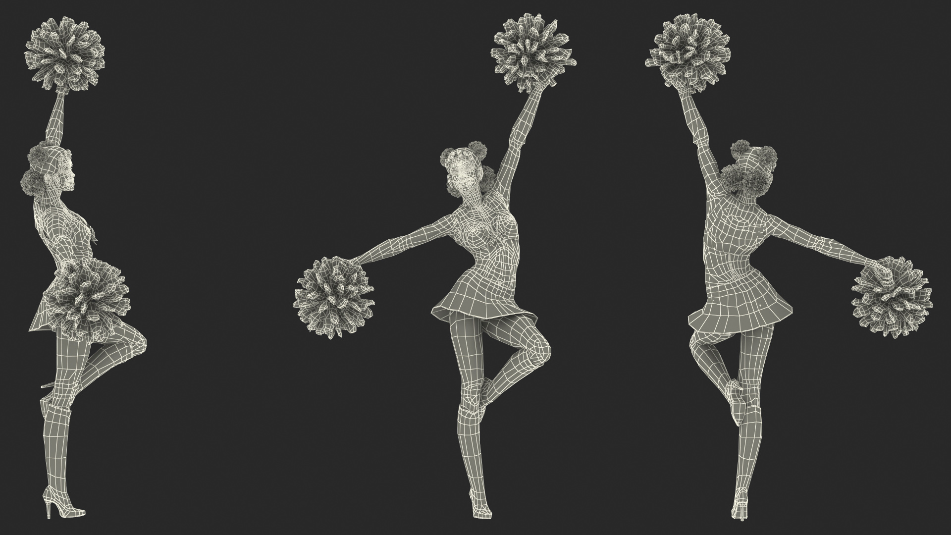 Young Black Woman Cheerleader 3D model
