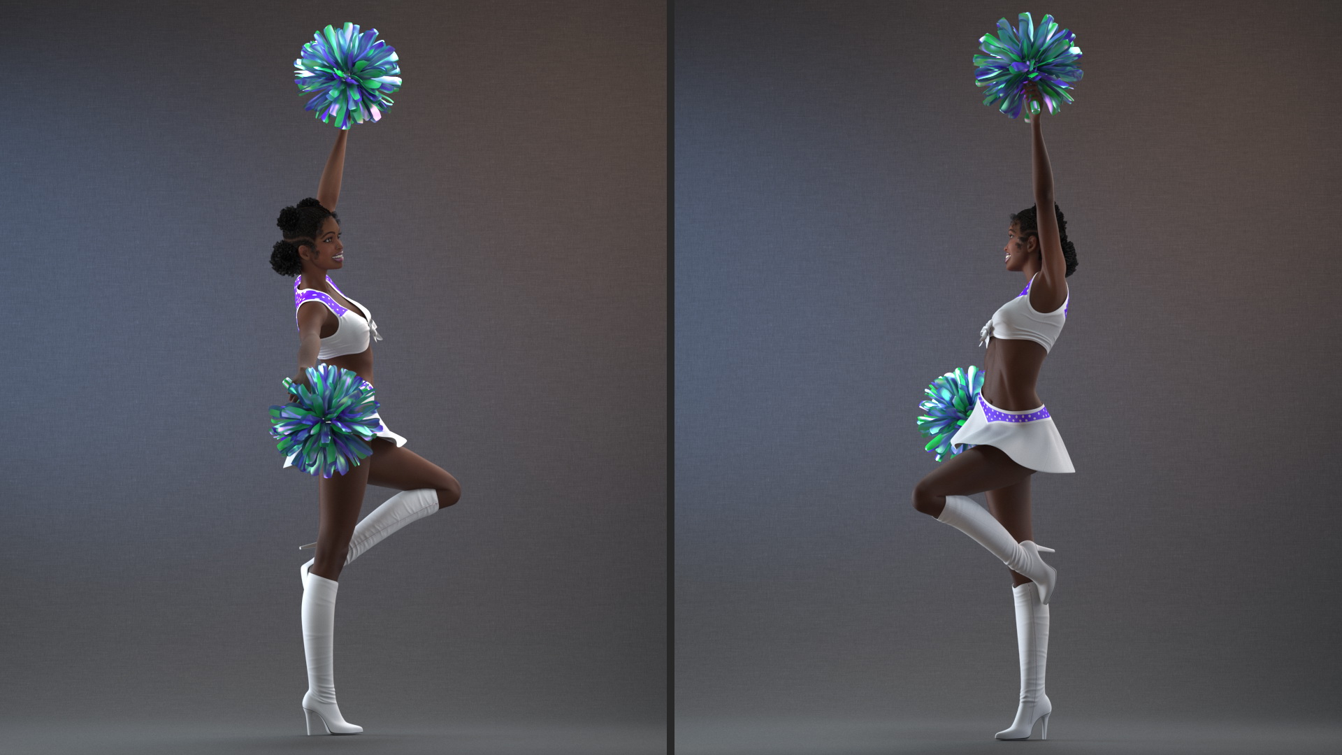 Young Black Woman Cheerleader 3D model
