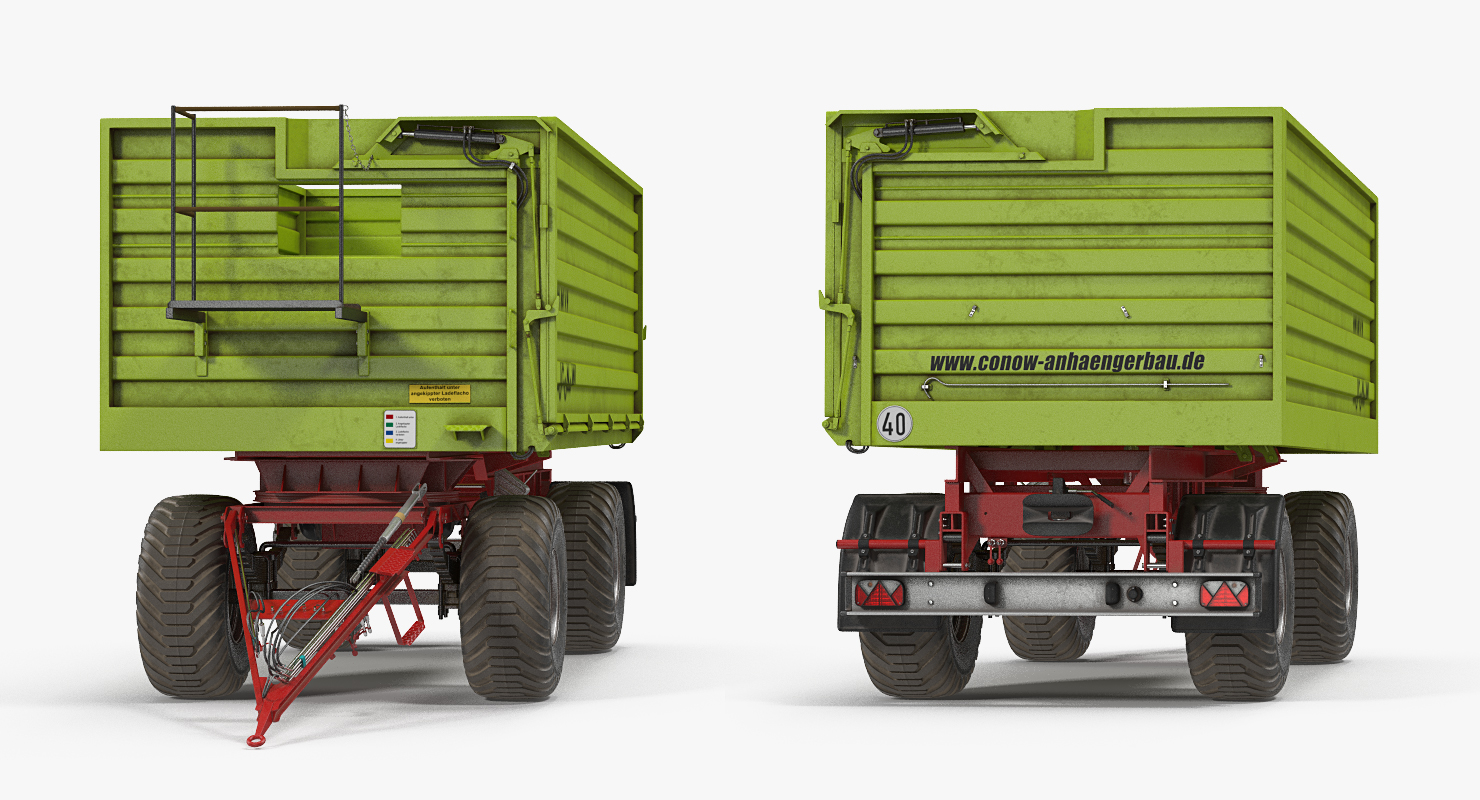 3D model Dump Trailer Conow HW-80 Dusty