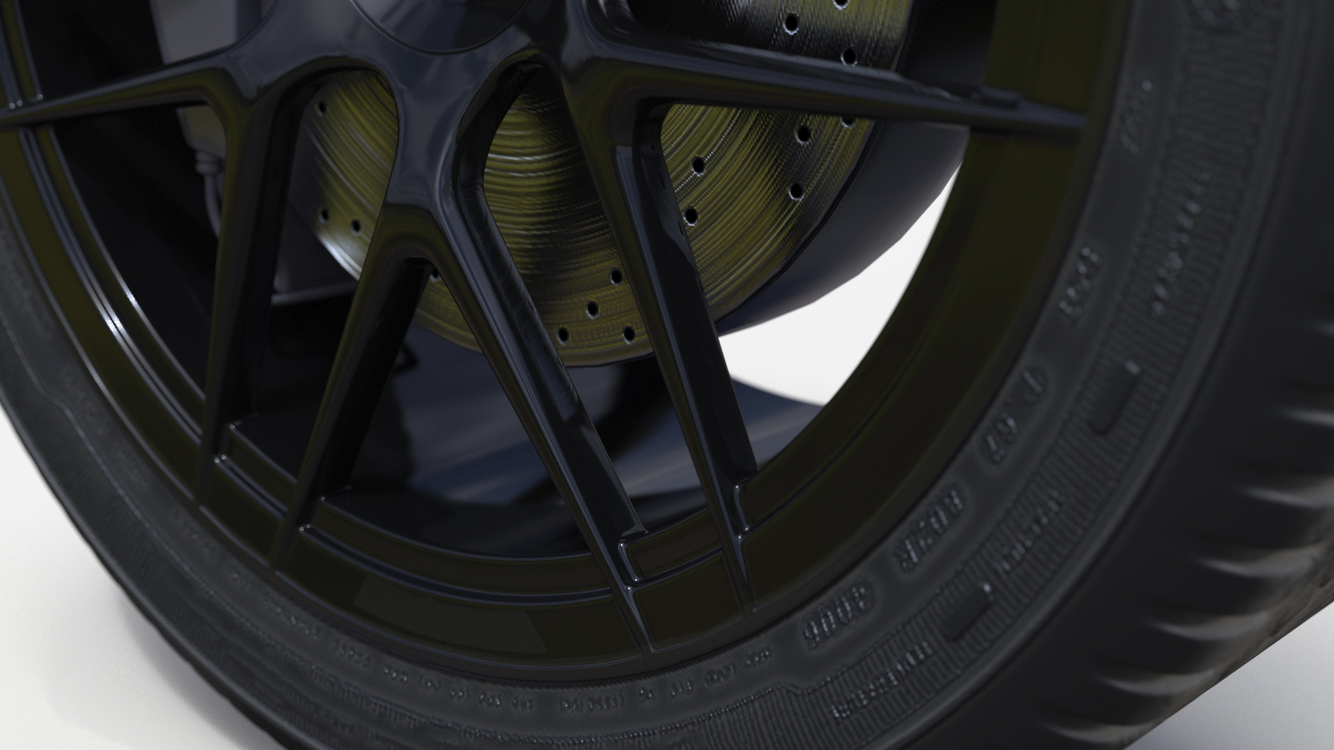 Car Wheel with Suspension and Brake System 3D