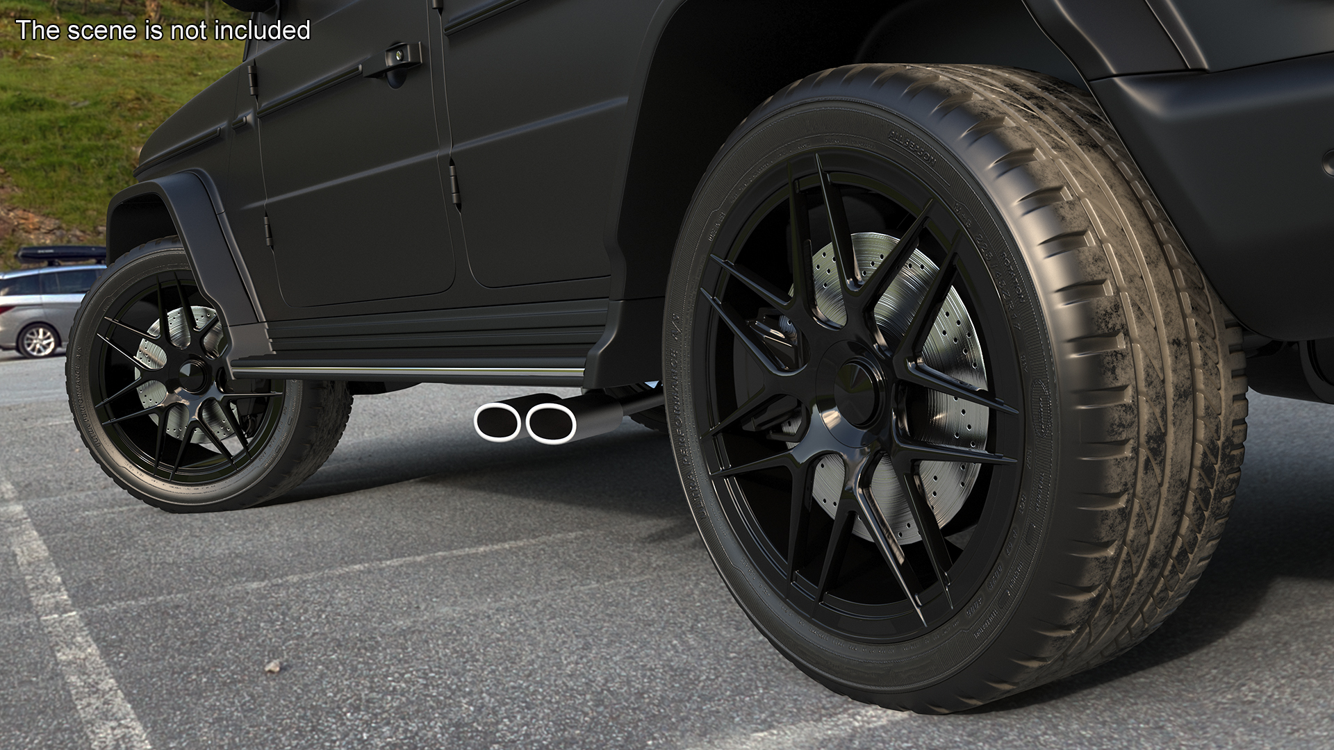 Car Wheel with Suspension and Brake System 3D