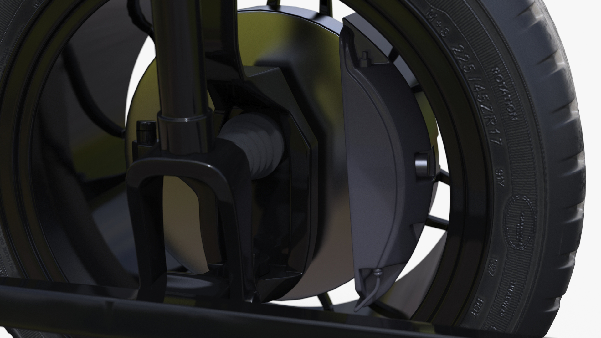 Car Wheel with Suspension and Brake System 3D