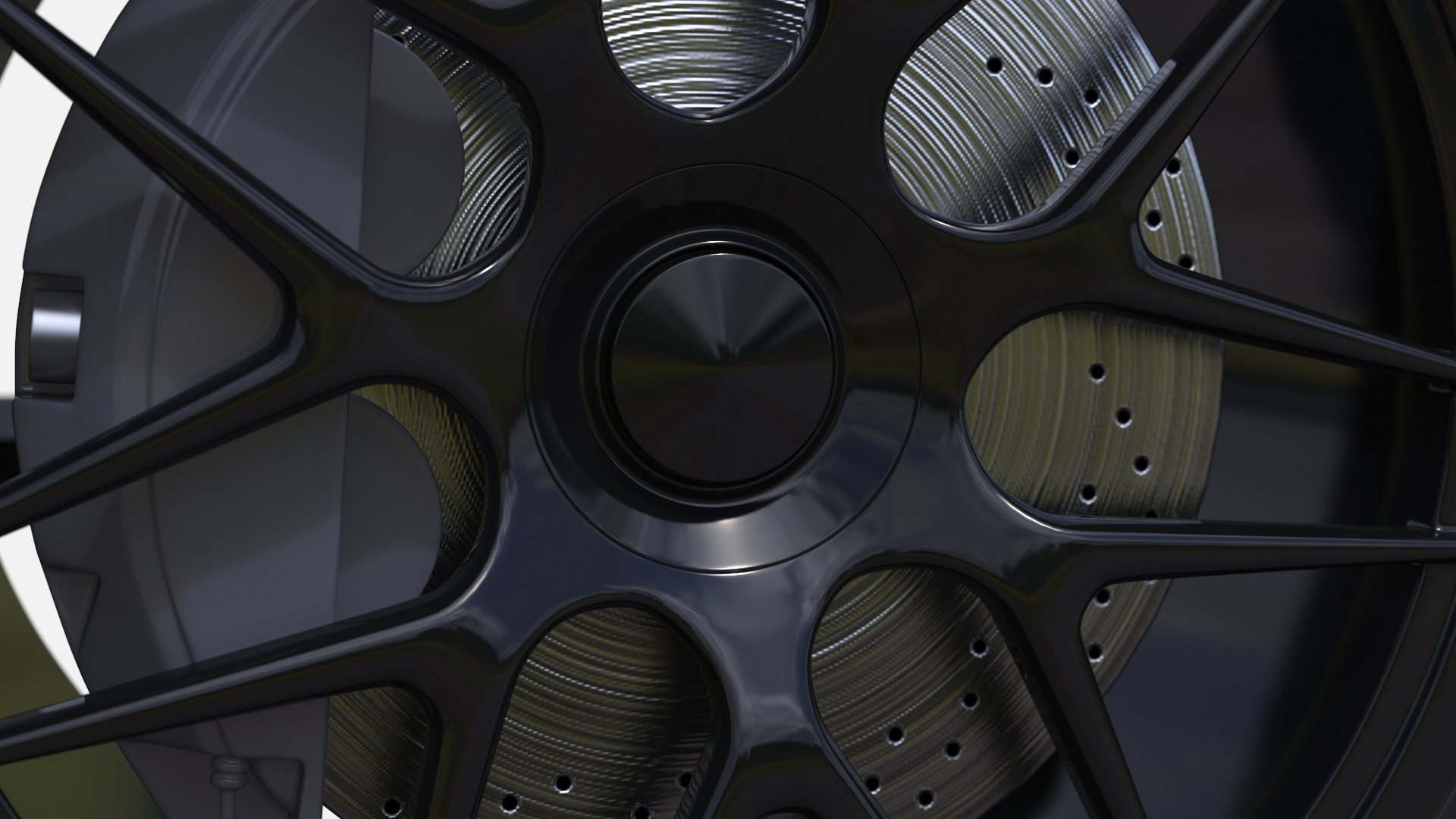 Car Wheel with Suspension and Brake System 3D