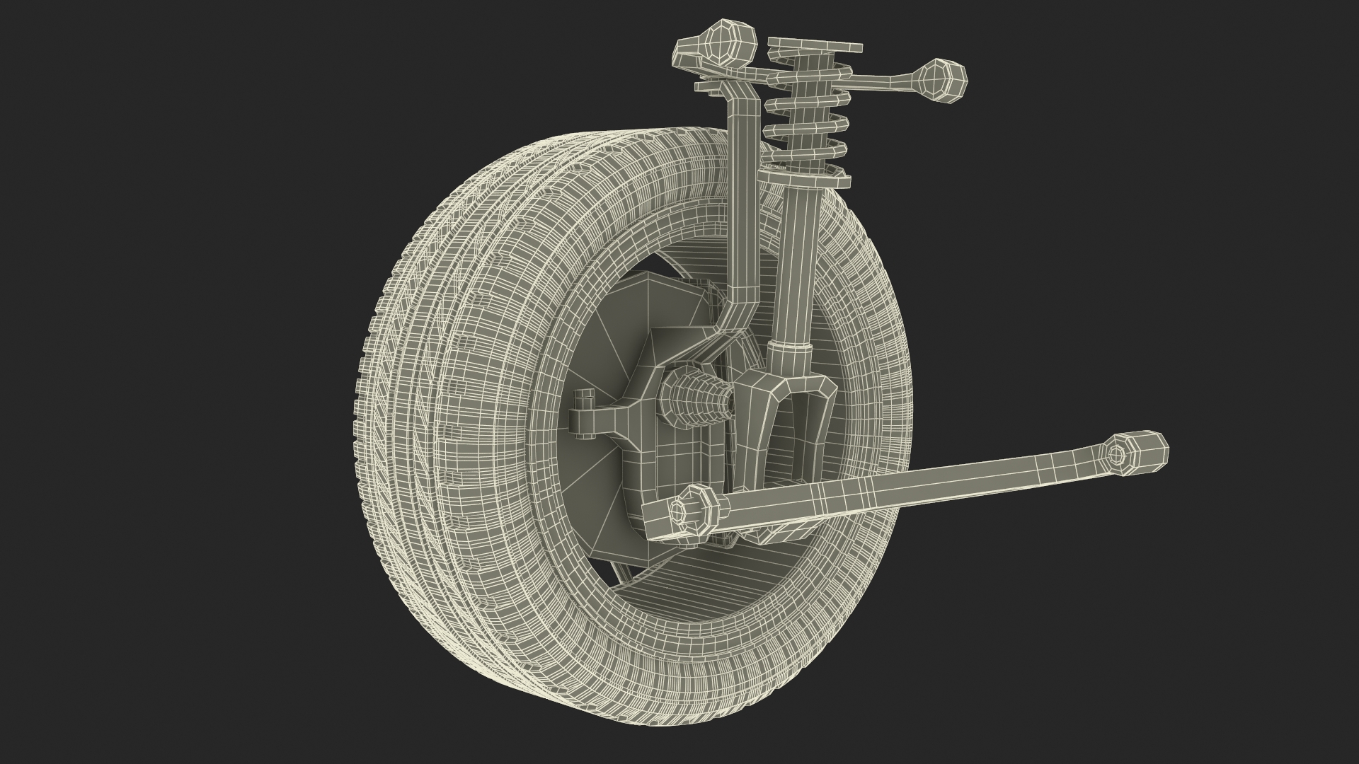 Car Wheel with Suspension and Brake System 3D