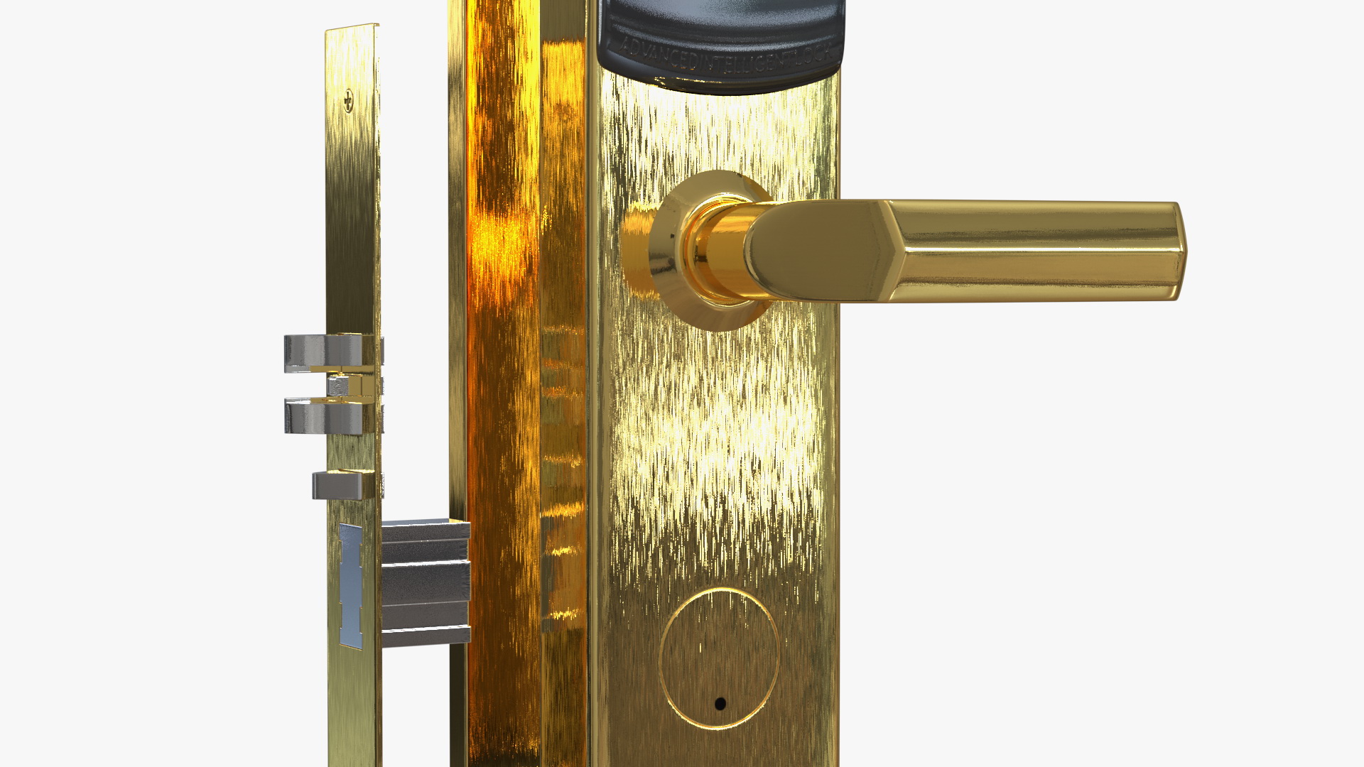 3D Electronic Hotel Door Lock System Gold model