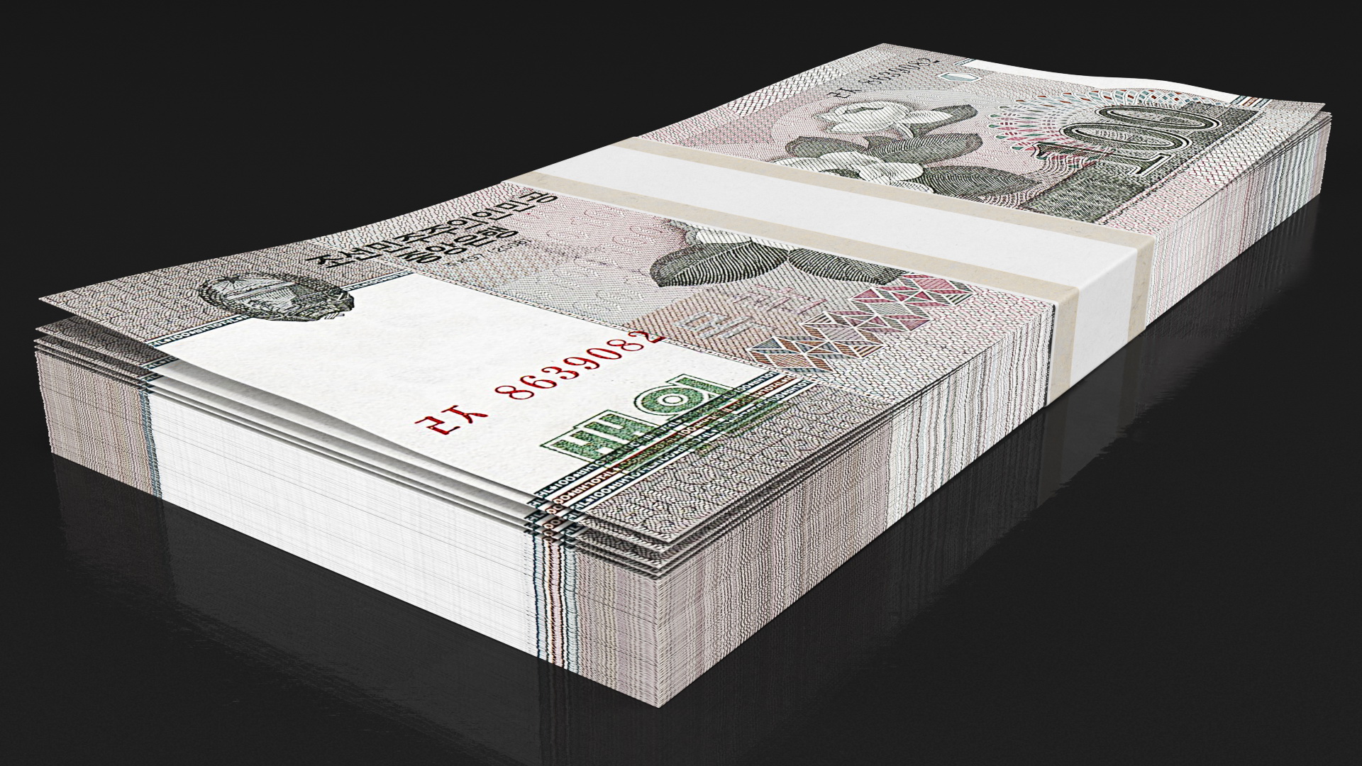 North Korea 100 Won Banknotes Pack 3D model