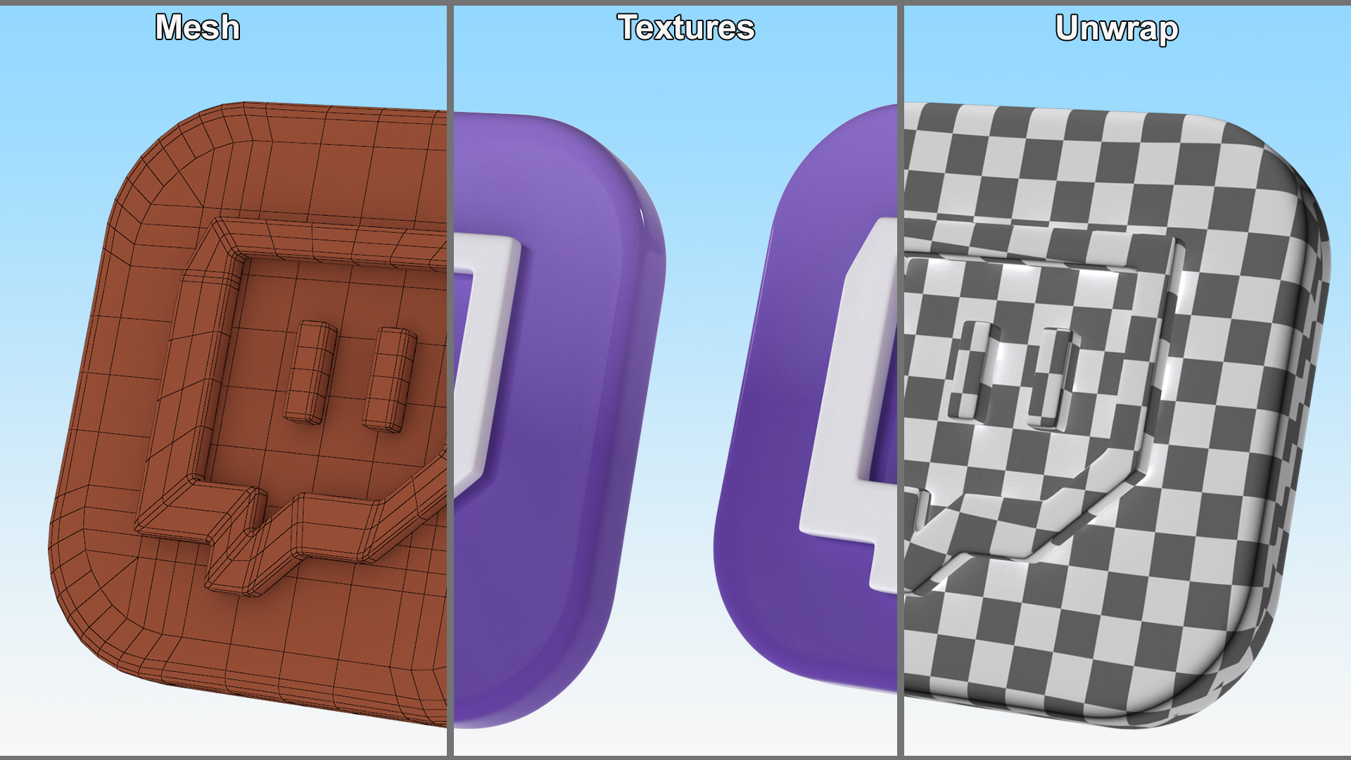 Twitch Social Media Icon 3D model