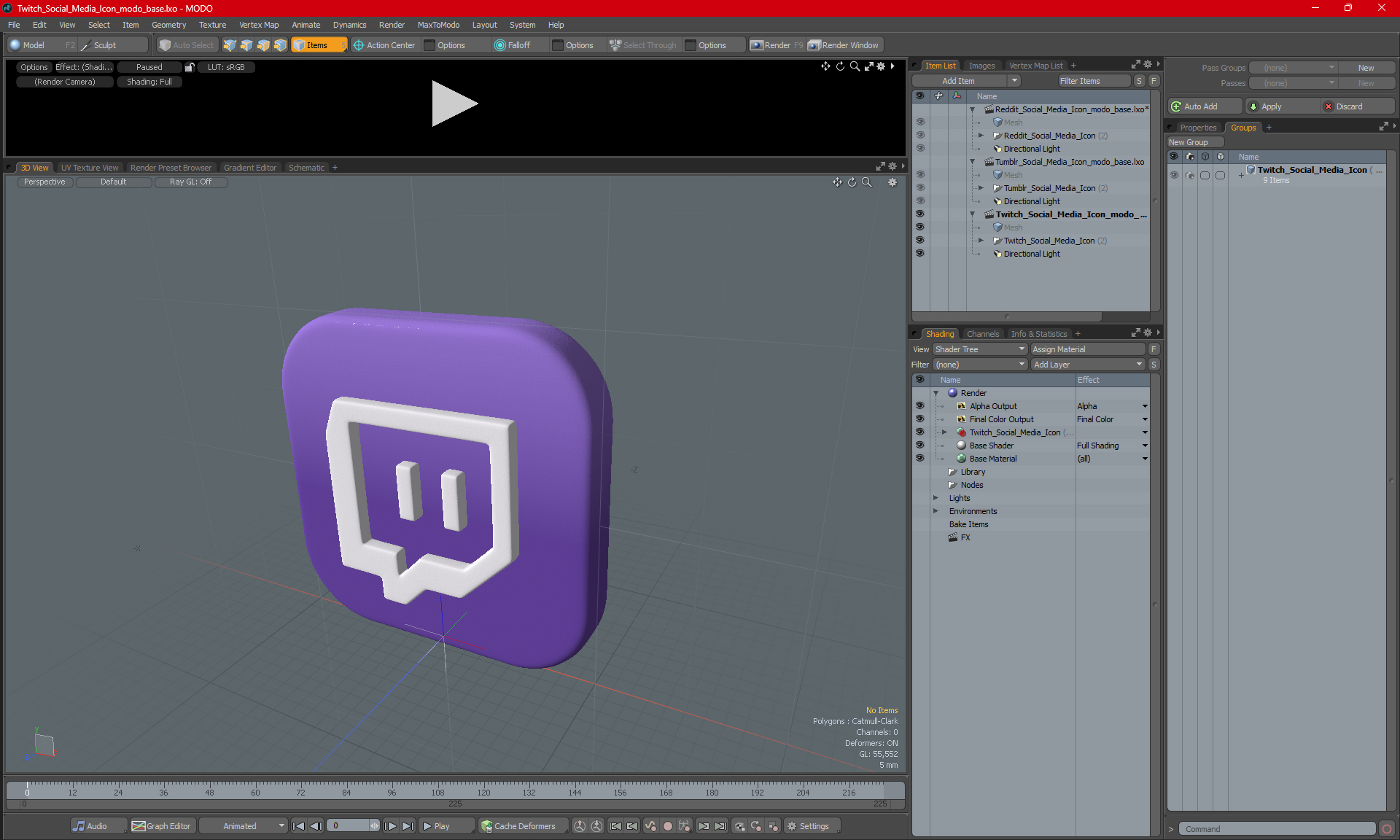 Twitch Social Media Icon 3D model