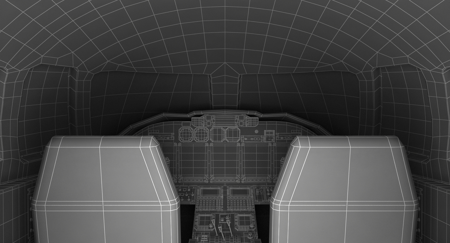 Business Jet Interior with Cockpit 3D model