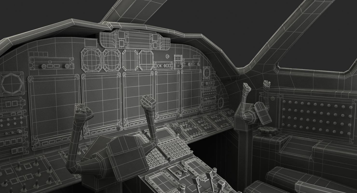 Business Jet Interior with Cockpit 3D model