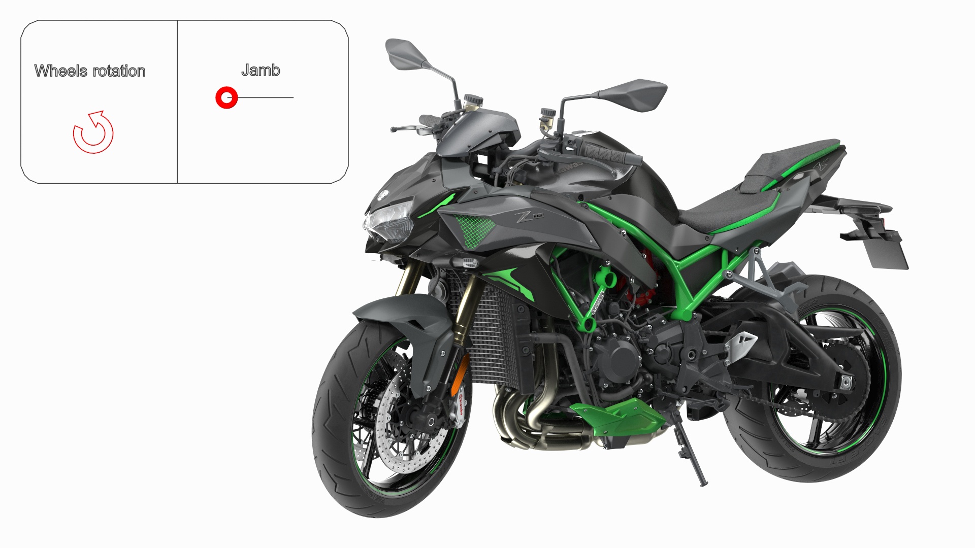 3D model Kawasaki Z H2 2023 Motorbike Rigged