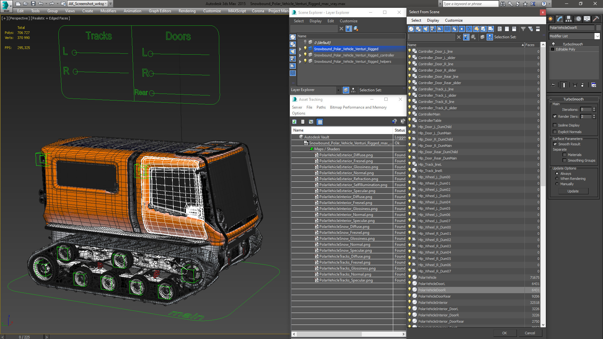 3D Snowbound Polar Vehicle Venturi Rigged model