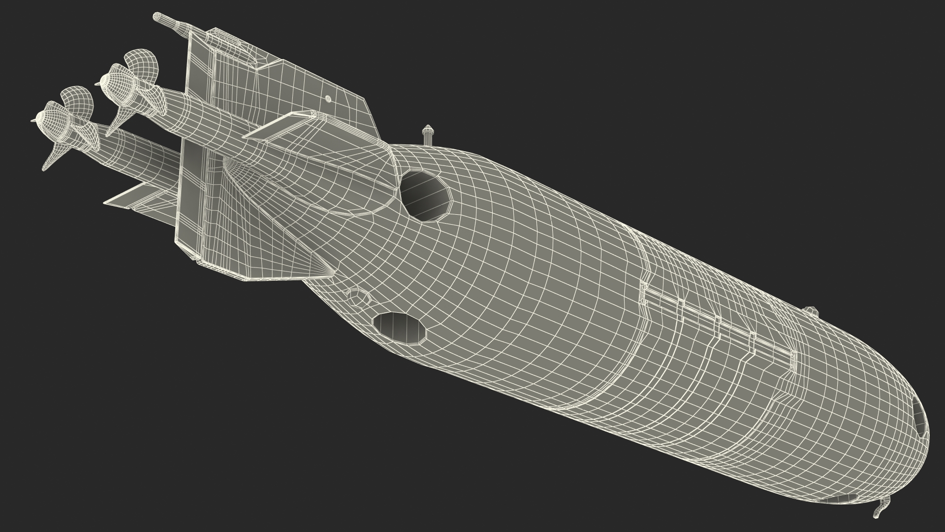 3D Chinese Submarine Drone HSU 001 Rigged model