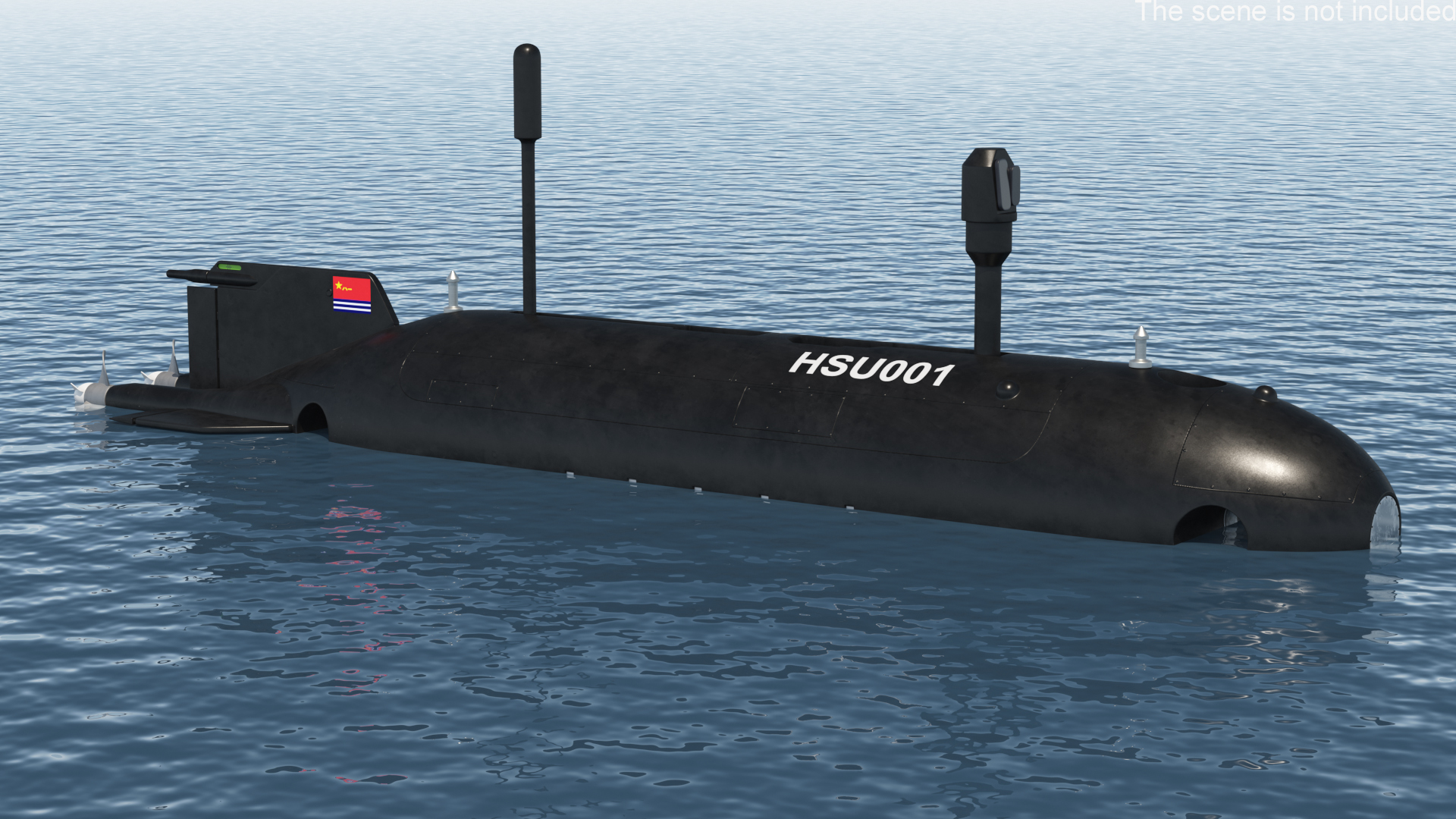 3D Chinese Submarine Drone HSU 001 Rigged model