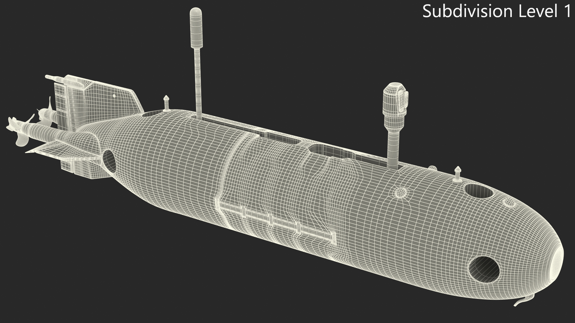 3D Chinese Submarine Drone HSU 001 Rigged model