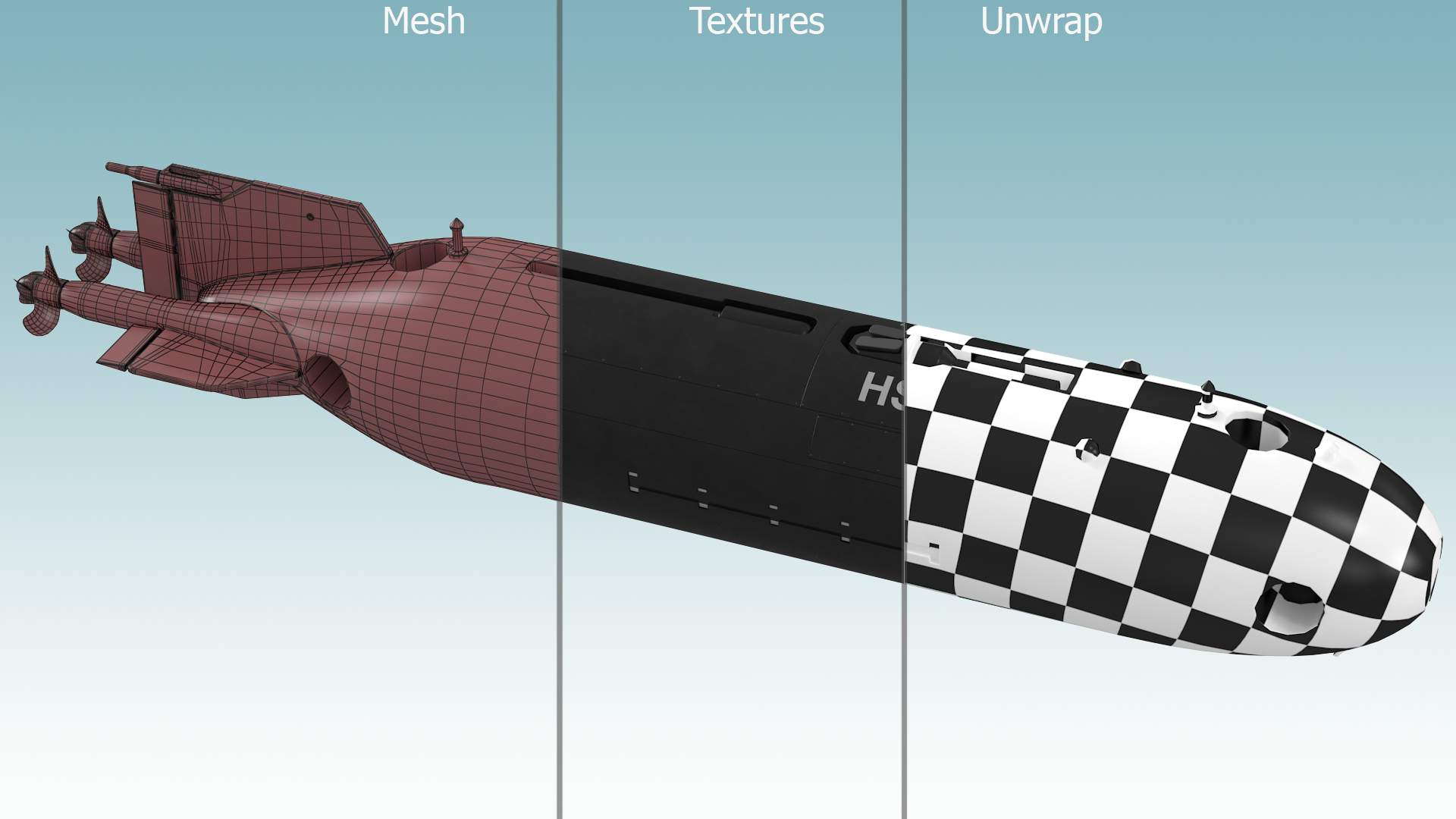3D Chinese Submarine Drone HSU 001 Rigged model
