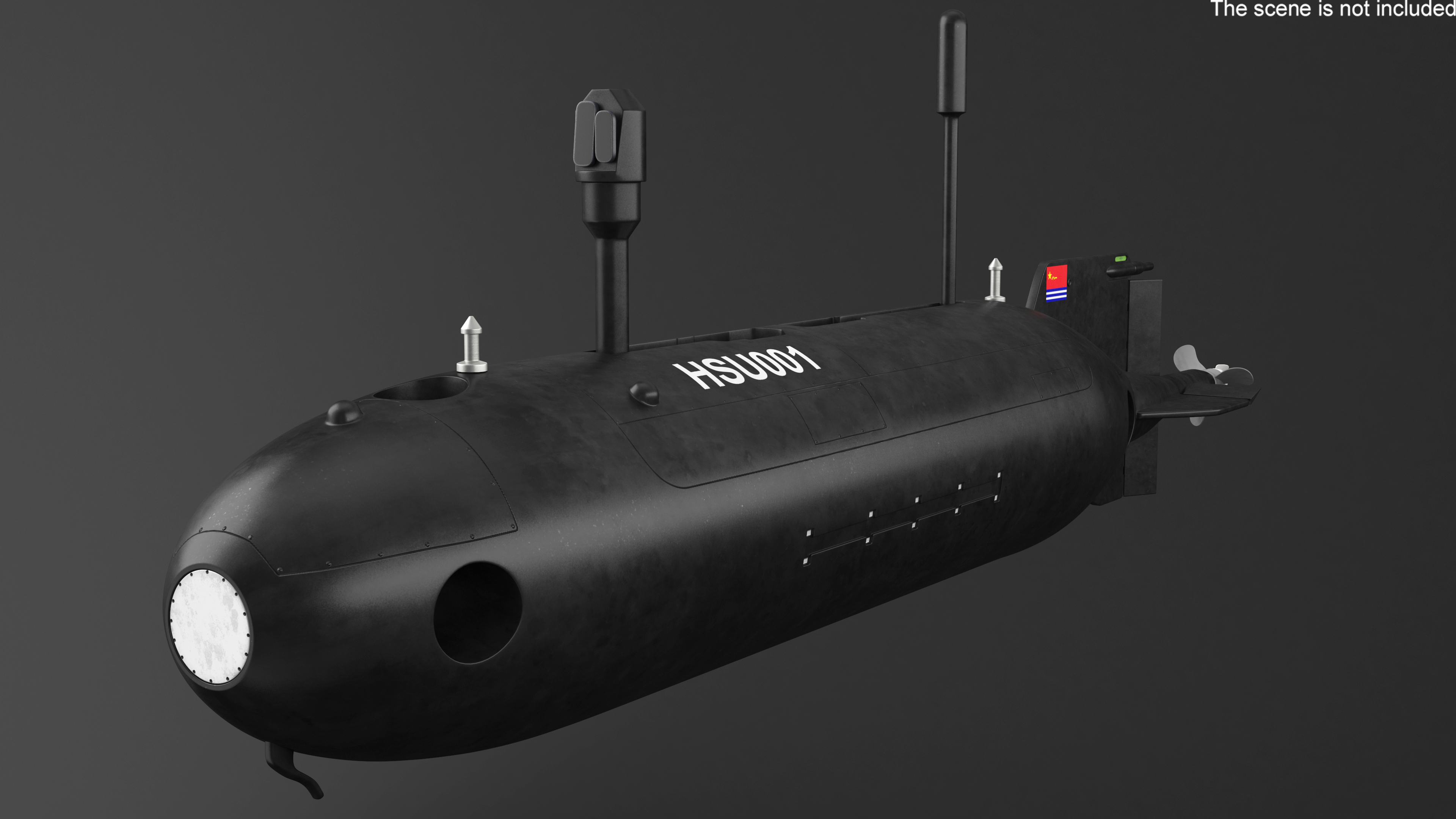3D Chinese Submarine Drone HSU 001 Rigged model