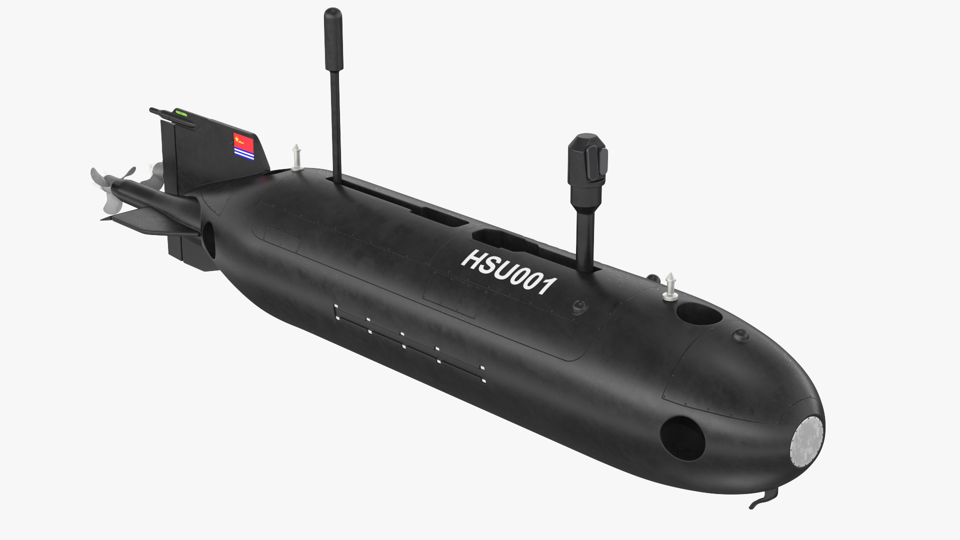 3D Chinese Submarine Drone HSU 001 Rigged model