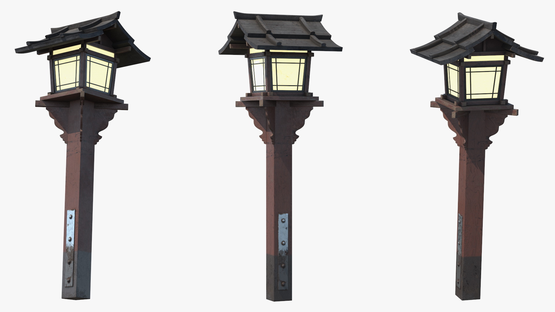 3D Asian Garden Wooden Lantern Old
