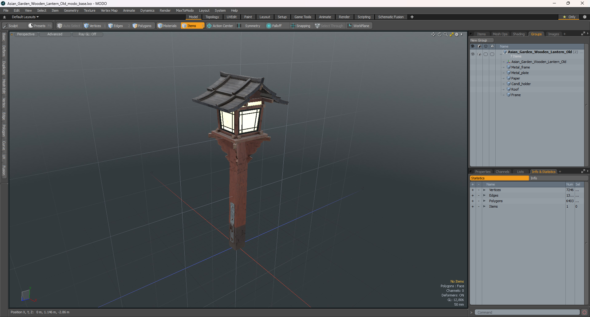 3D Asian Garden Wooden Lantern Old