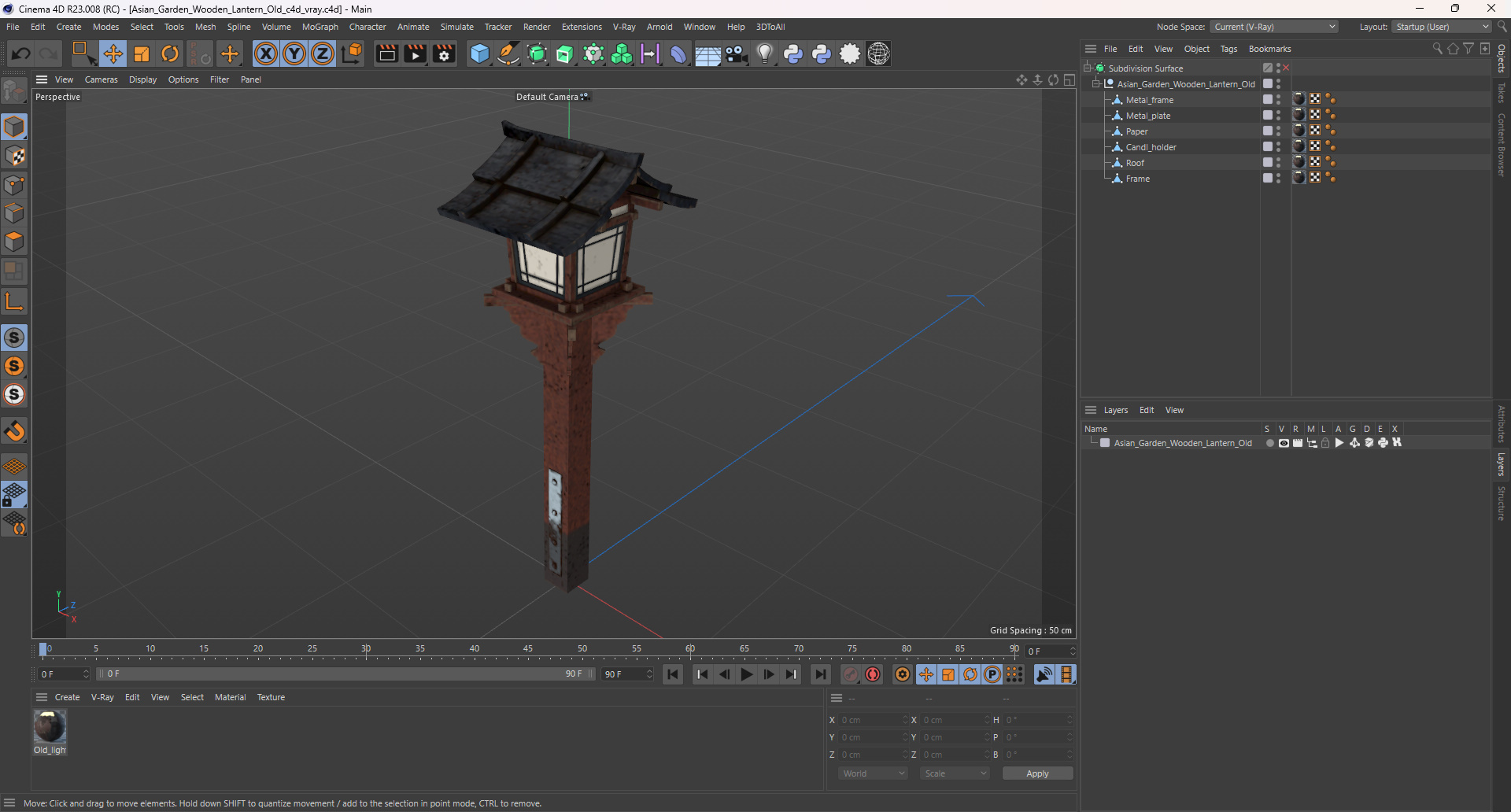 3D Asian Garden Wooden Lantern Old