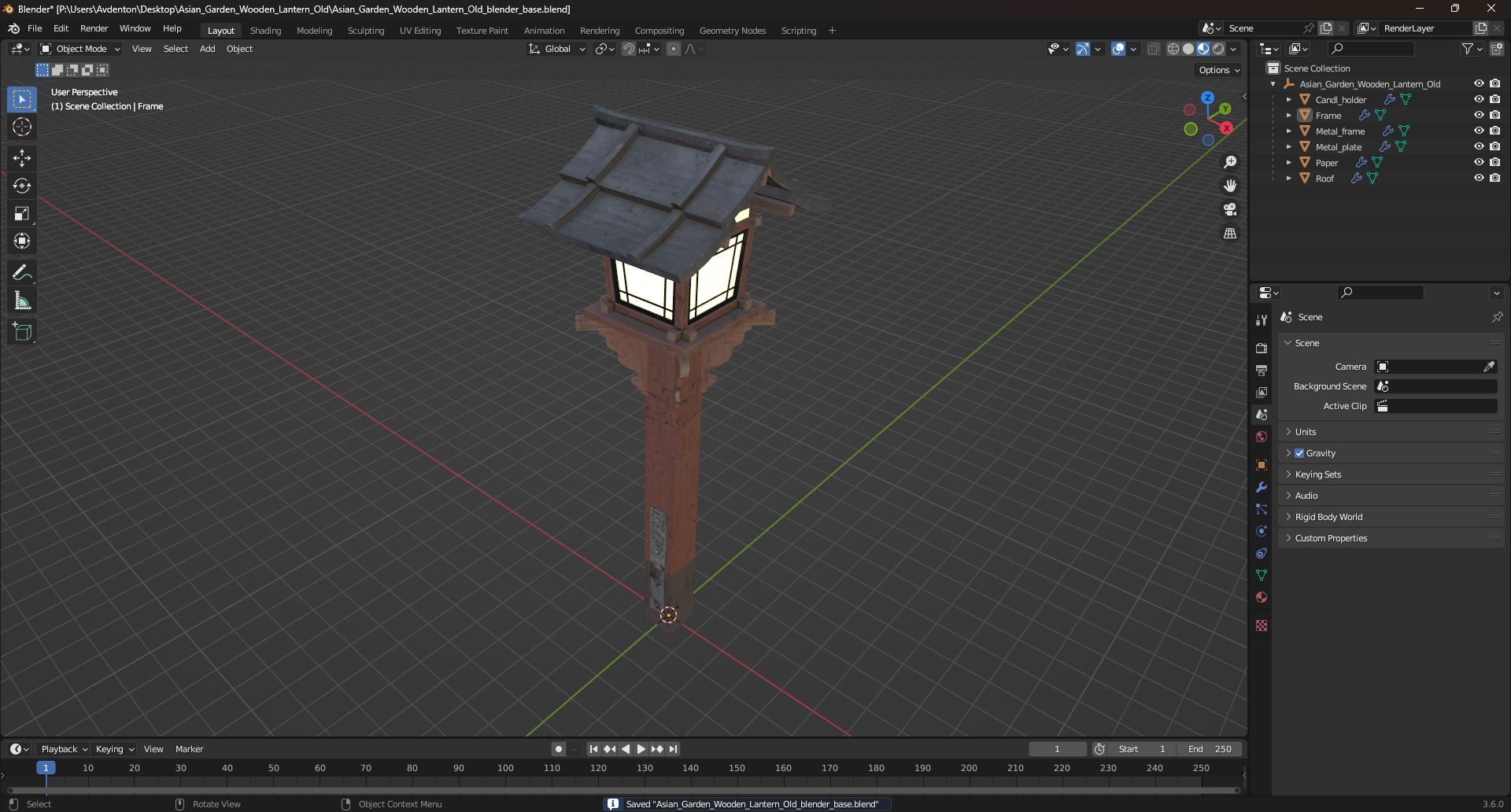 3D Asian Garden Wooden Lantern Old